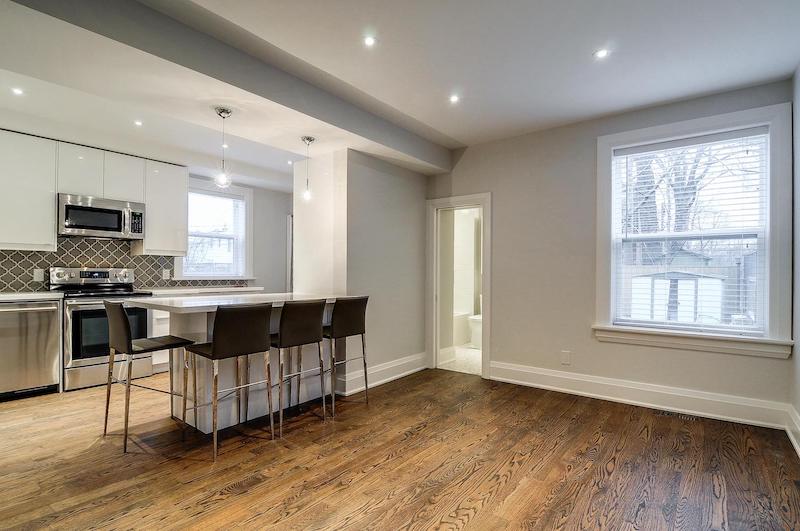 New dining room with a view of the kitchen